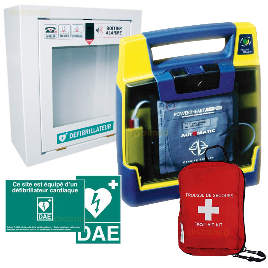 Pack complet défibrillateur G3 Plus Cardiac Science, armoire murale