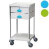 Gu�ridon de soins R�sine 400 x 400 - 2 plateaux + 2 tiroirs