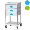 Gu�ridon de soins R�sine 400 x 400 - 2 plateaux + 3 tiroirs