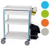 Gu�ridon de soins Agily 600 x 400 - 3 plateaux, 1 tiroir et accessoires