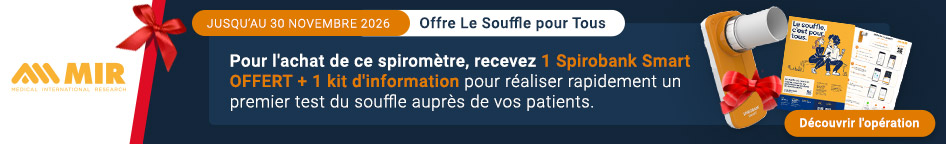 Pour l'achat de ce spirom�tre, recevez 1 Spirobank Smart OFFERT + 1 kit d'information pour r�aliser rapidement un premier test du souffle aupr�s de vos patients.