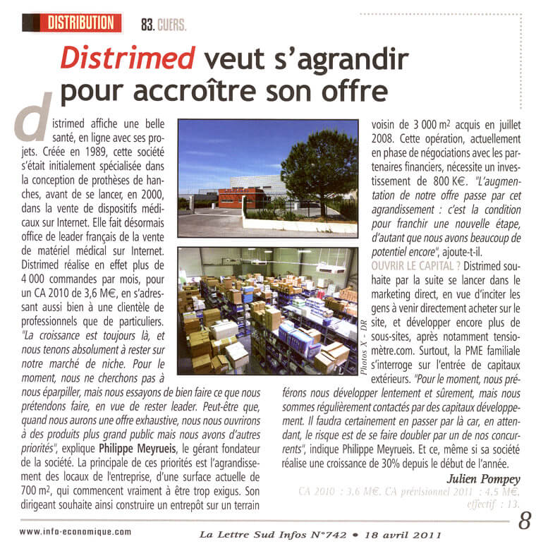 Distrimed : Lettre Sud info Avril 2009