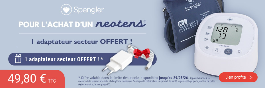 Avec l'achat d'un tensiom�tre bras Neotens, un adaptateur secteur offert