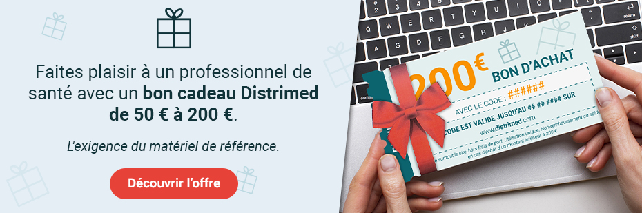 Faites plaisir  un professionnel de sant avec un bon cadeau Distrimed de 50 €  200 €. L'exigence du matriel de rfrence.