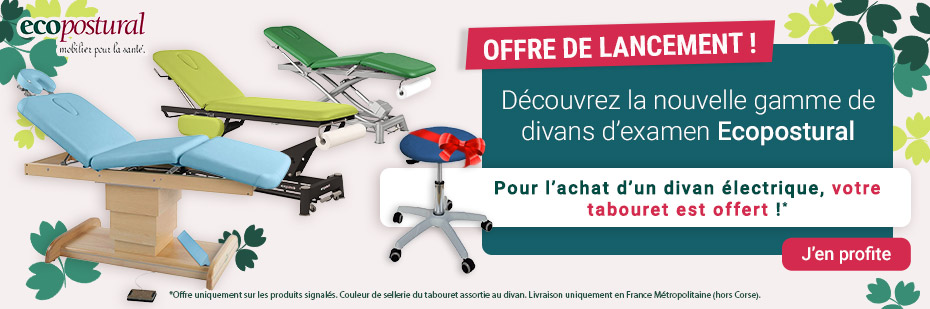 Offre de lancement : Pour l'achat d'un divan lectrique Ecopostural, votre tabouret est offert !