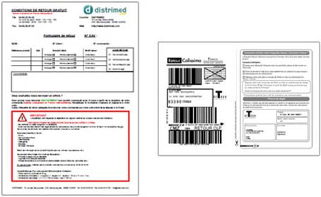 Etiquette formulaire de retour Distrimed