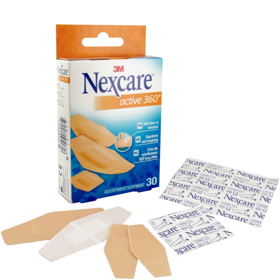 Pansement support mousse antichoc hypoallergénique Nexcare™ Active™ 360°* -  La boîte de 16