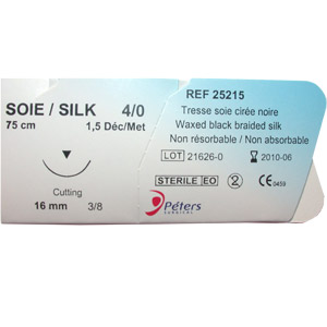 Sutures chirurgicales striles Soie Noire