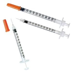 Seringue Et Fioles D'insuline Pour L'injection, Avec Le Mortier