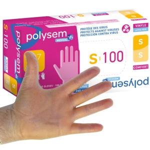 Gants d\'examen vinyle non poudrés non stériles Tactilis Polysem (boite de 100)