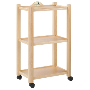 Guridon mdical 3 plateaux en bois naturel Ecopostural