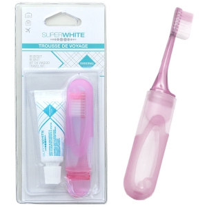 Trousse de voyage brosse  dents pliante + dentifrice