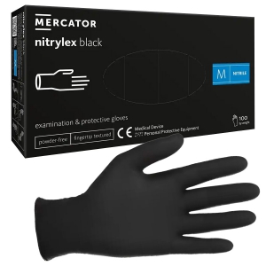 Gants nitrile noirs non poudrs non striles Nitrylex Black Mercator (boite de 100)