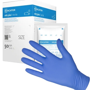 Gants nitrile non poudr�s st�riles Nitrylex Mercator (50 paires)