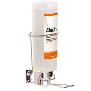 Support mural inox pour flacon airless 1 Litre