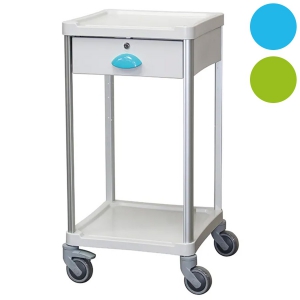 Gu�ridon de soins R�sine 400 x 400 - 2 plateaux + 1 tiroir