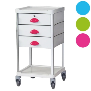 Guridon de soins Rsine 400 x 400 - 2 plateaux + 3 tiroirs