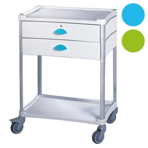 Gu�ridon de soins R�sine 600 x 400 - 2 plateaux + 2 tiroirs