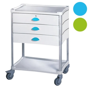 Gu�ridon de soins R�sine 600 x 400 - 2 plateaux + 3 tiroirs