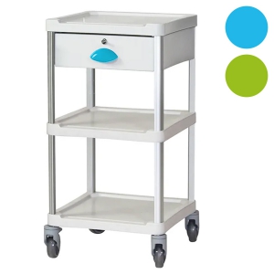 Gu�ridon de soins R�sine 400 x 400 - 3 plateaux + 1 tiroir