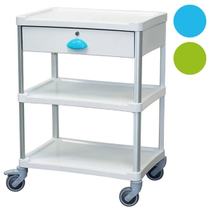 Gu�ridon de soins R�sine 600 x 400 - 3 plateaux + 1 tiroir