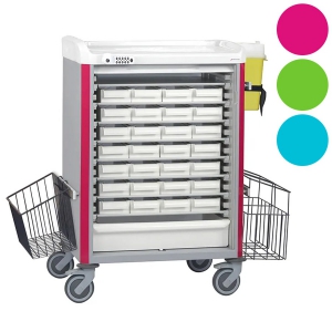 Chariot de distribution de mdicaments DIN NEOP 600 x 400 - 28 lits