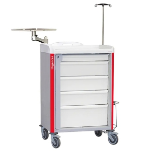 Chariot d\'urgence 600 x 400 avec 5 tiroirs jointifs Praticima