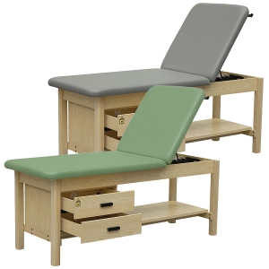 Divan d\'examen hauteur fixe en bois avec tiroirs Teqler