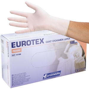 Gants d\'examen latex poudrs non striles Euromedis