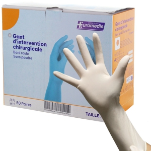 Gants d\'intervention latex non poudrs striles Euromedis