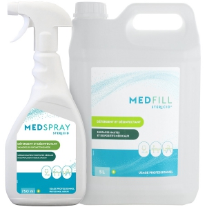 Spray détergent désinfectant STERICID Medspray et Medfill