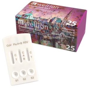 Test antigénique Combotest 4 en 1 SARS CoV-2, grippes A et B, VRS (boite de 25)