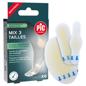Pansements ampoules hydrocollo�des Pic - Assortiment 3 tailles (boite de 6)