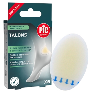 Pansements ampoules hydrocollo�des Pic - Sp�cial talon (boite de 6)