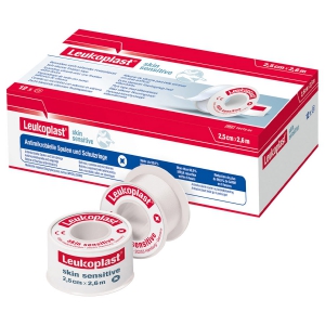 Sparadrap silicon Leukoplast Skin sensitive (boite de 12 rouleaux)