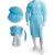 Blouse mdicale bleue non tiss avec poignets lastiques (sachet de 10)