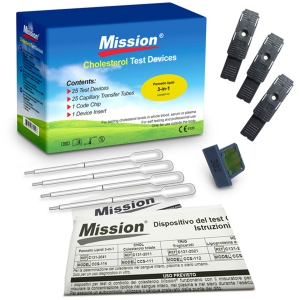 Bandelettes 3 en 1 bilan lipidique pour lecteur de cholesterol Mission Acon