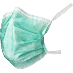 Masque chirurgical 4 plis vert - fixation par liens (boite de 50)