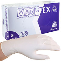 Gants d'examen latex non poudrs non striles Medi-Tex PF