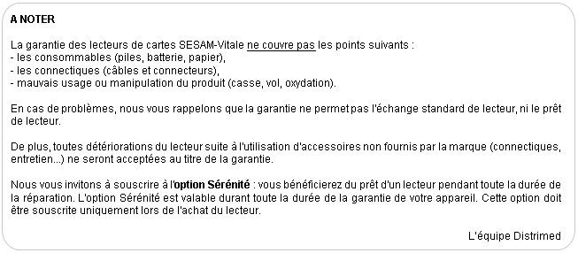 La garantie de votre lecteur SESAM-Vitale