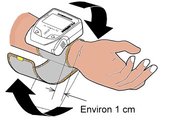 Tensiomètre électronique poignet, mise en place du brassard